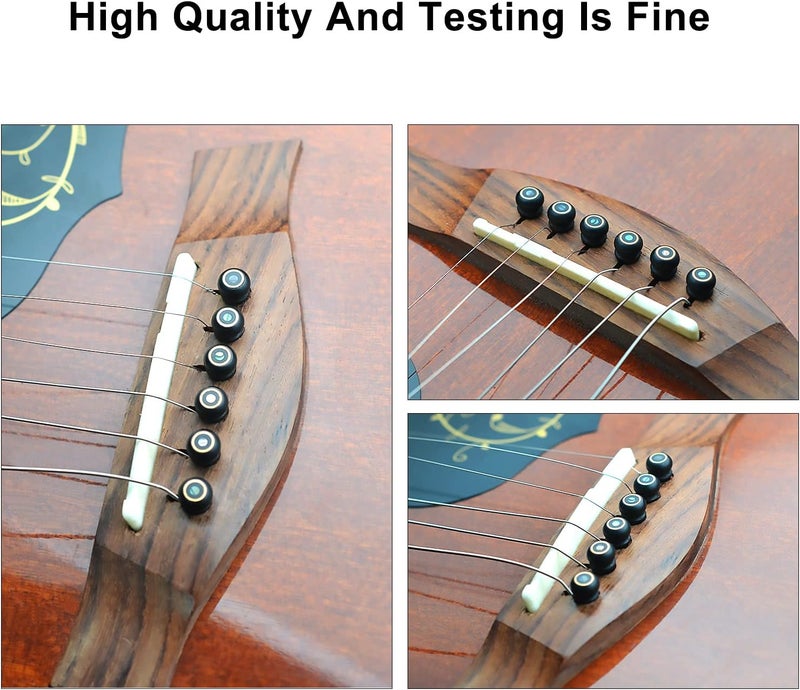 MAXCHEER 6Pcs Ebony Acoustic Guitar Slotted Bridge Pin with Brass Circle Abalone Shell dots Guitar Parts Accessories - Image 4